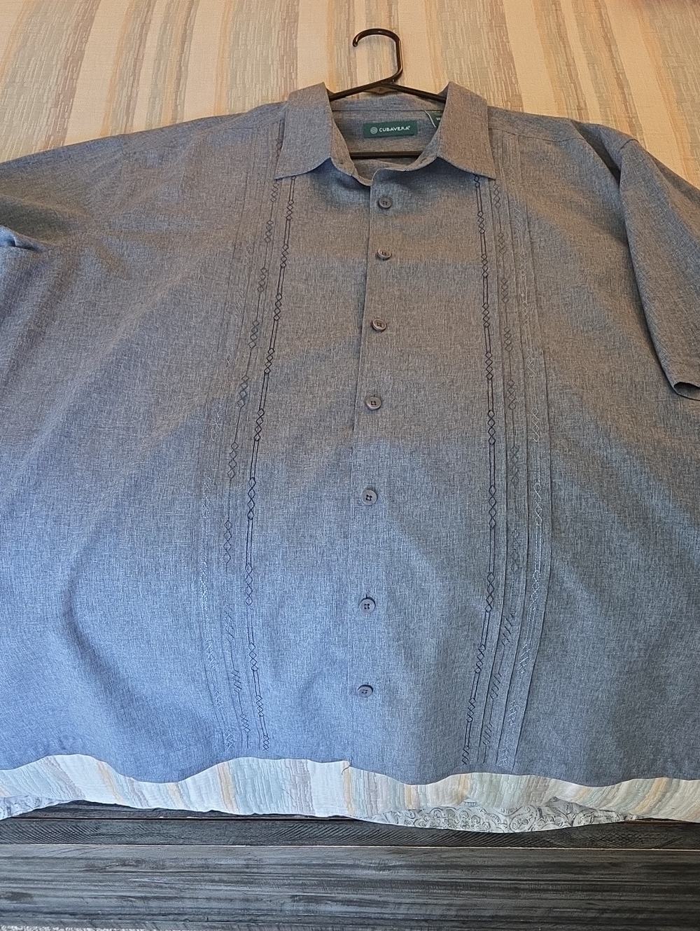 Cubavera Men's Light Blue Short-Sleeve Embroidered Button-Down Shirt
